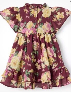 Janie and Jack Girl Dark Purple Floral The Chelsea Smocked Dress Size 8 New